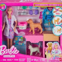 Barbie Clínica Veterinaria – Muñeca, mascotas y más de 10 accesorios con mesa de consulta