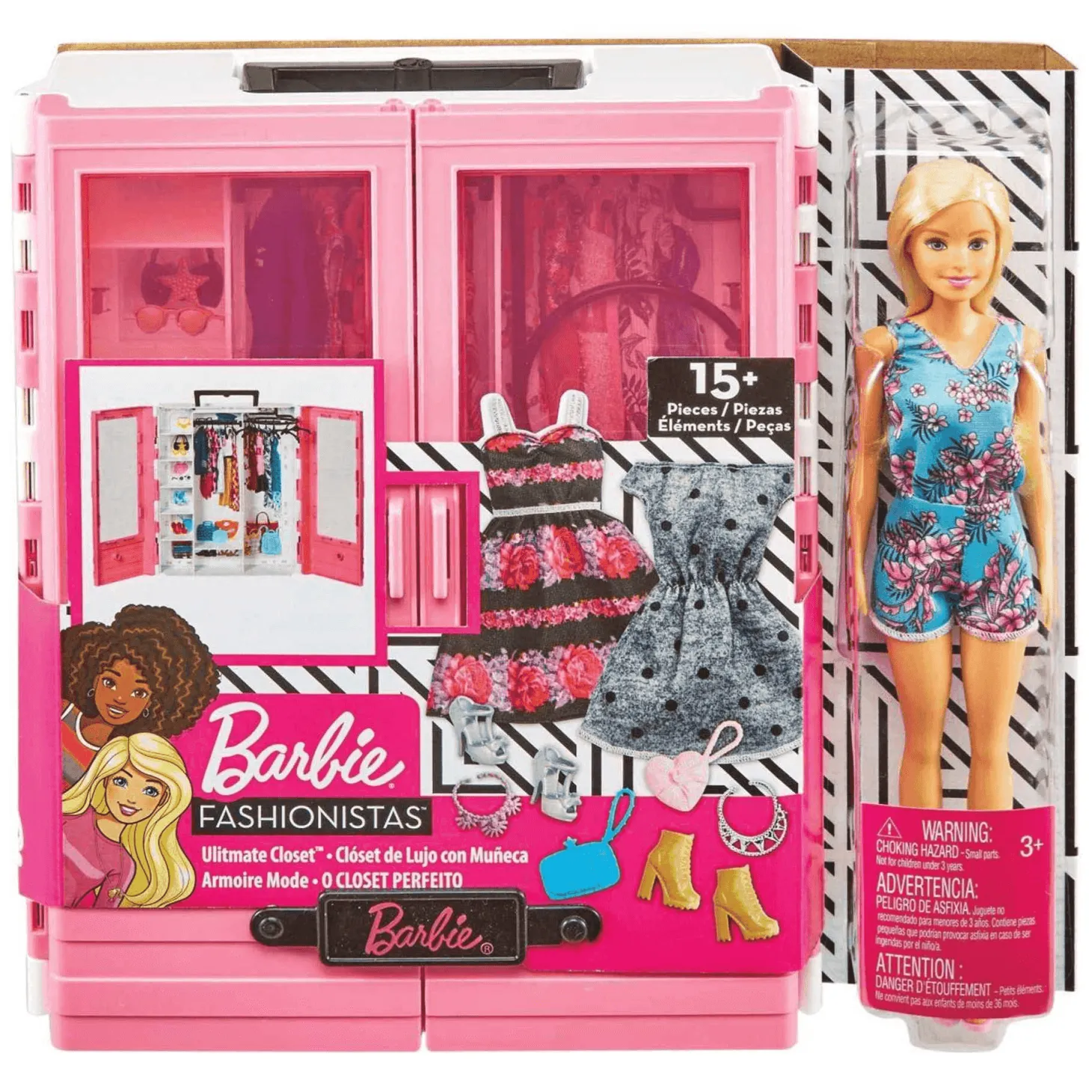 Barbie Fashionista Armario Portatil con Muñeca y Complementos