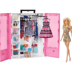 Barbie Fashionista Armario Portatil con Muñeca y Complementos