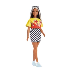 Barbie Fashionista Muñeca Curvy con Top Llamas y Falda de Cuadros