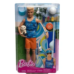 Barbie Ken con tabla de surf Muñeco con accesorios de juguete, +3 años (Mattel HPT50)