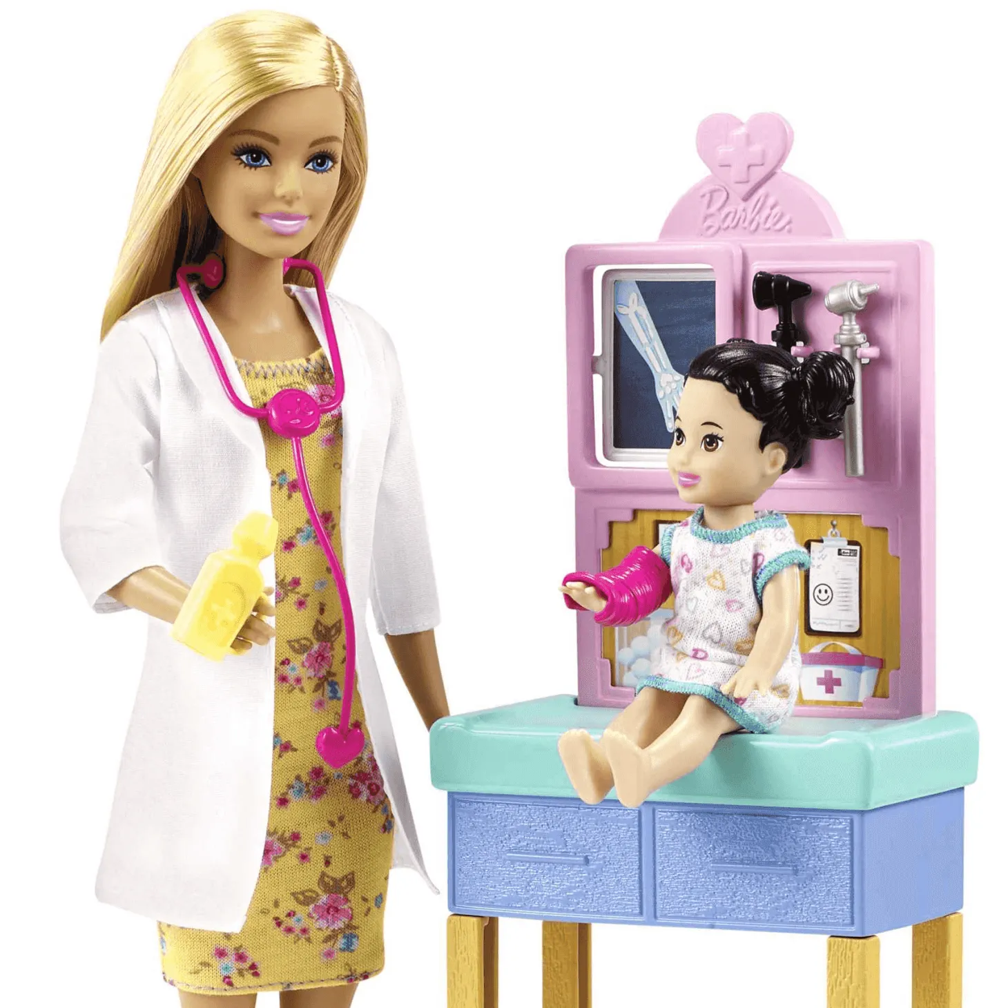 Barbie Muñeca Pediatra con bebé y accesorios 3 años