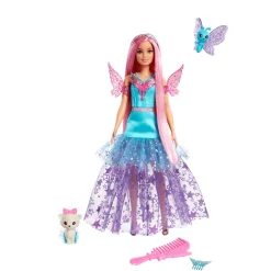 Barbie Un toque de magia Malibú Muñeca rubia con look fantasía, mascotas y accesorios para peinar