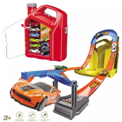 Bidón Pista de Carreras con 6 coches metálicos