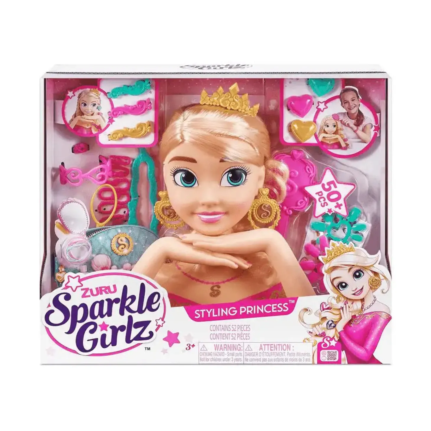 Busto de Peinado Sparkle Girlz Styling Princess – 50 accesorios