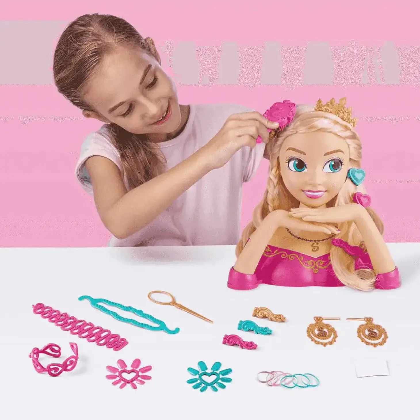 Busto de Peinado Sparkle Girlz Styling Princess – 50 accesorios