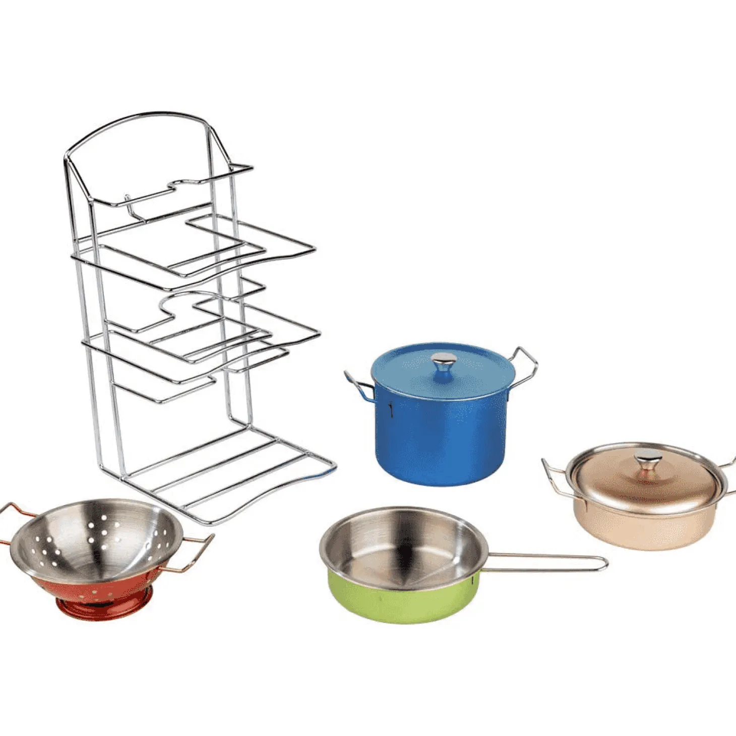 Cacerolas Inox Color Role Planet – Set de cocina infantil Super Chef 7 piezas (3+)