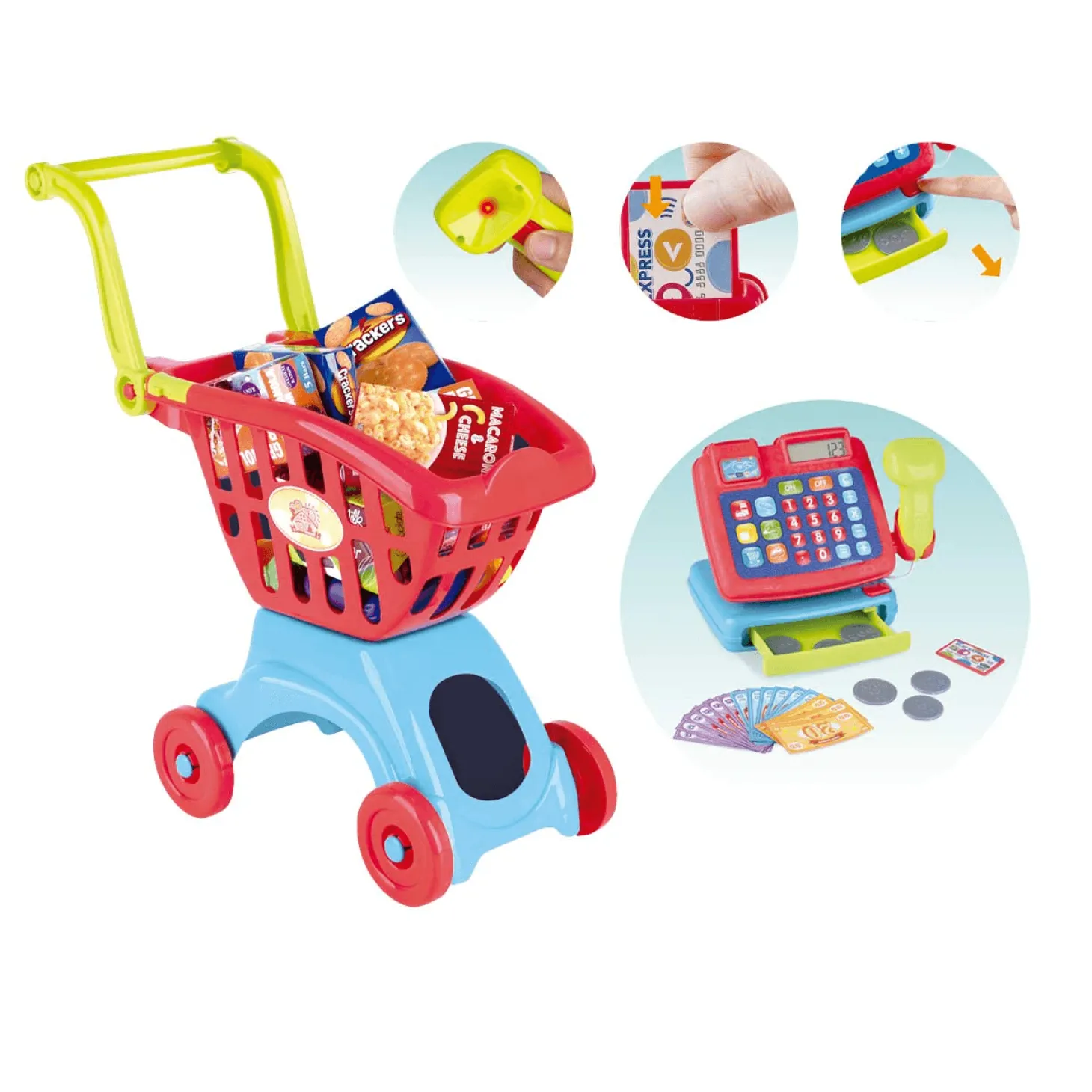 Caja Registradora y Carro de Compra Role Planet Juego de Imitación Hogar