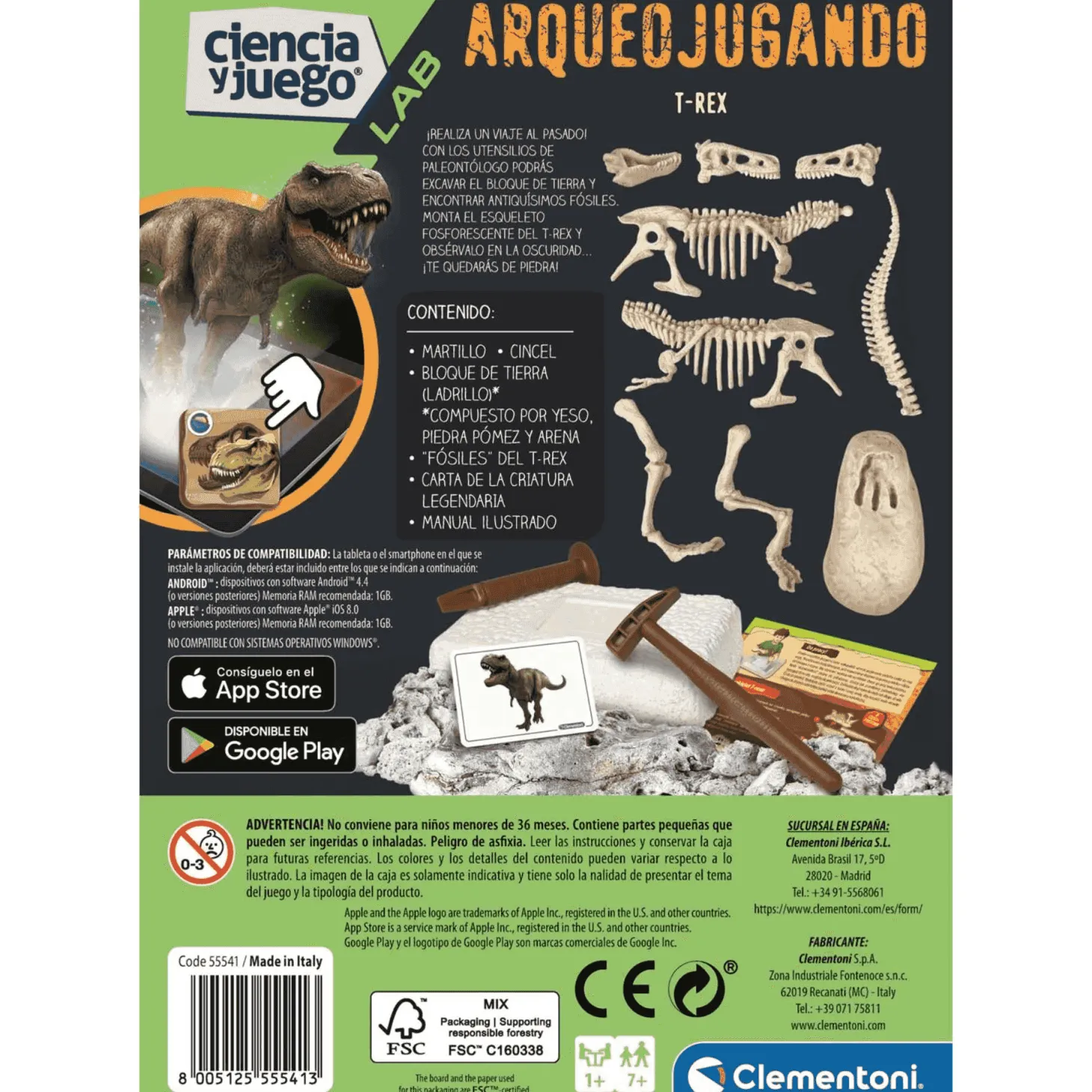 Clementoni Arqueojugando T-Rex fosforescente