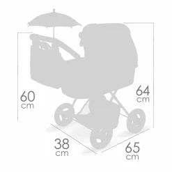 Coche de Muñecas Plegable con Sombrilla y Bolso De cuevas
