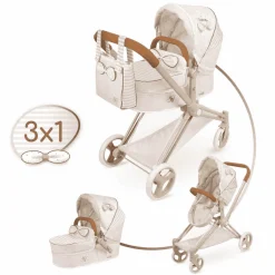 Coche de Muñecas 3x1 Plegable con Capazo y Silla