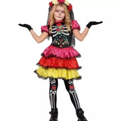 Disfraz Catrina con Falda de 3 Colores Infantil T. 7-9