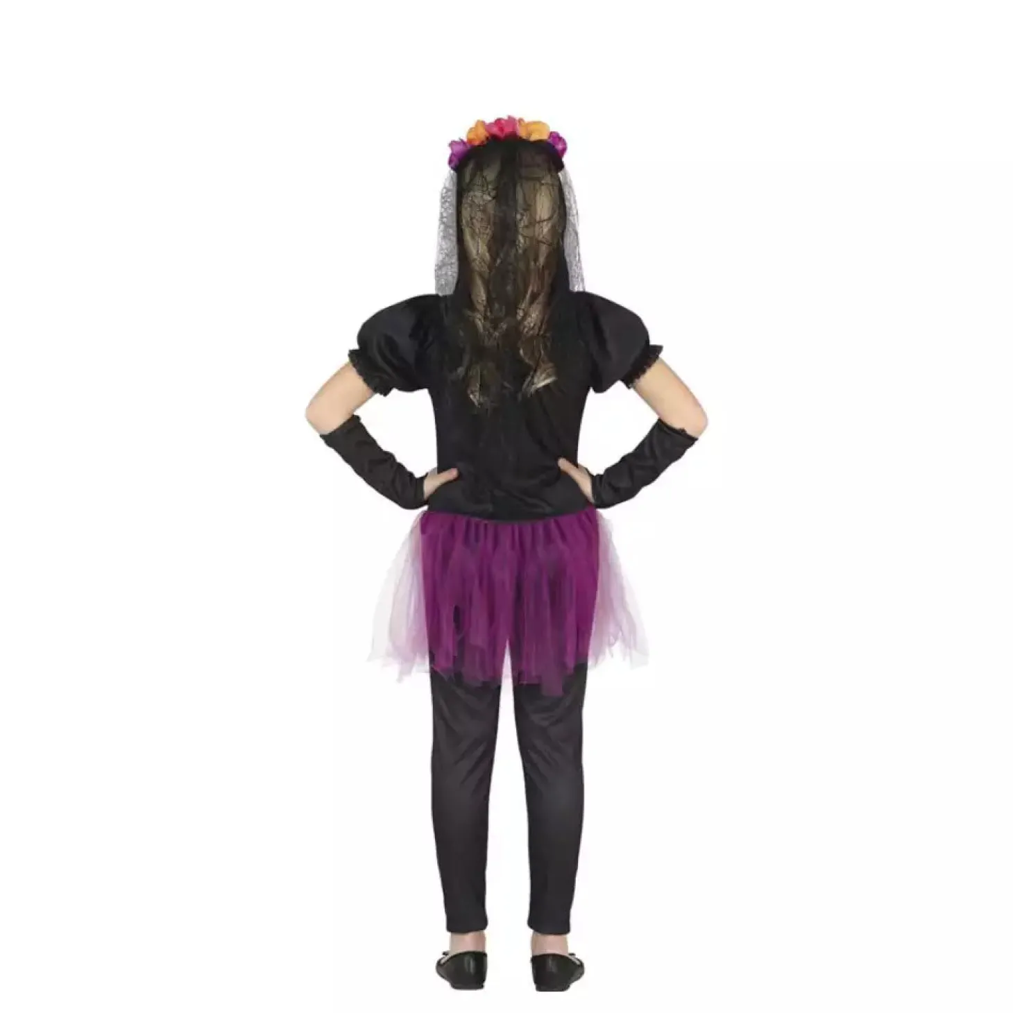 Disfraz Catrina Infantil con Flores y Tutú T. 7-9