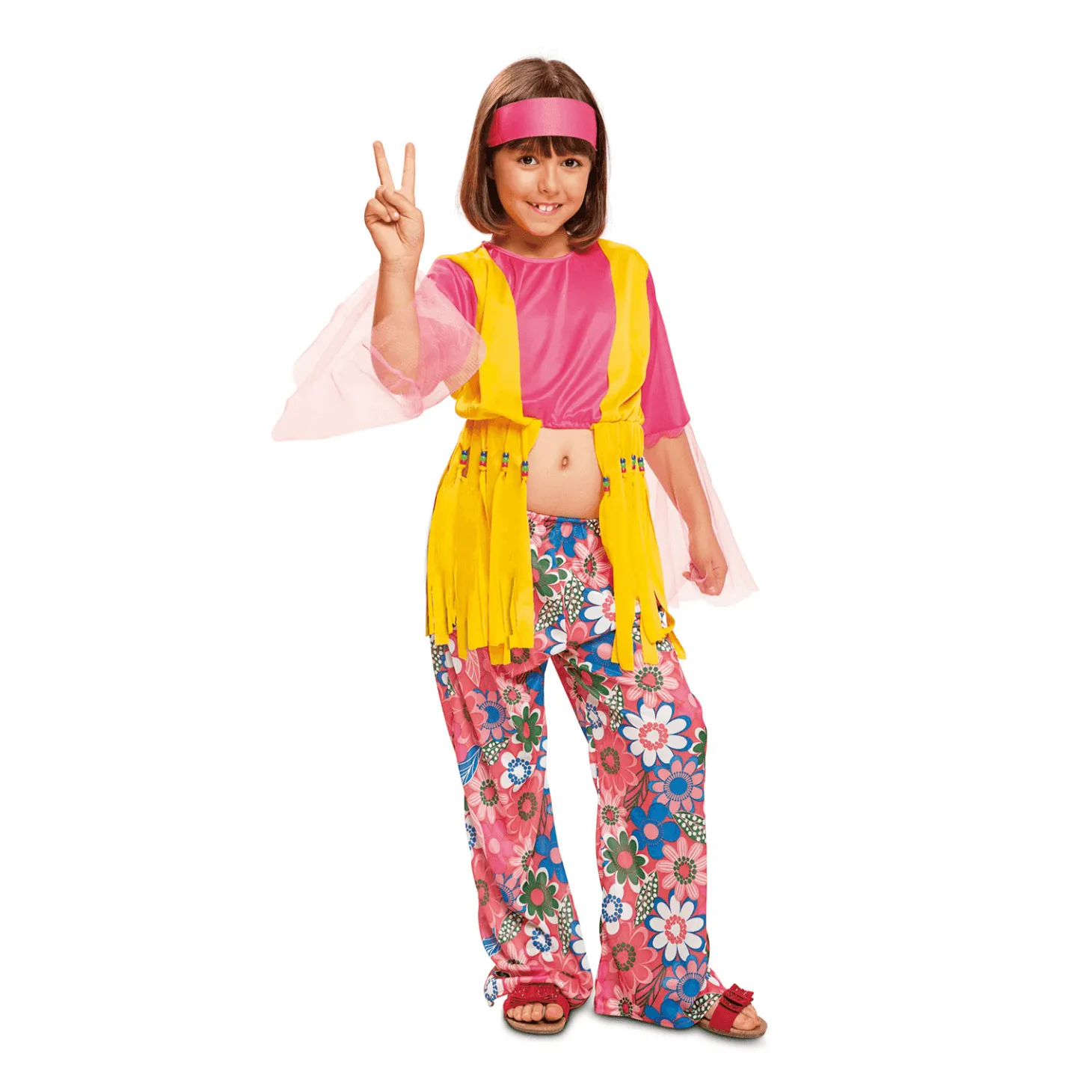 Disfraz de Hippie flower 7-9 años niña infantil