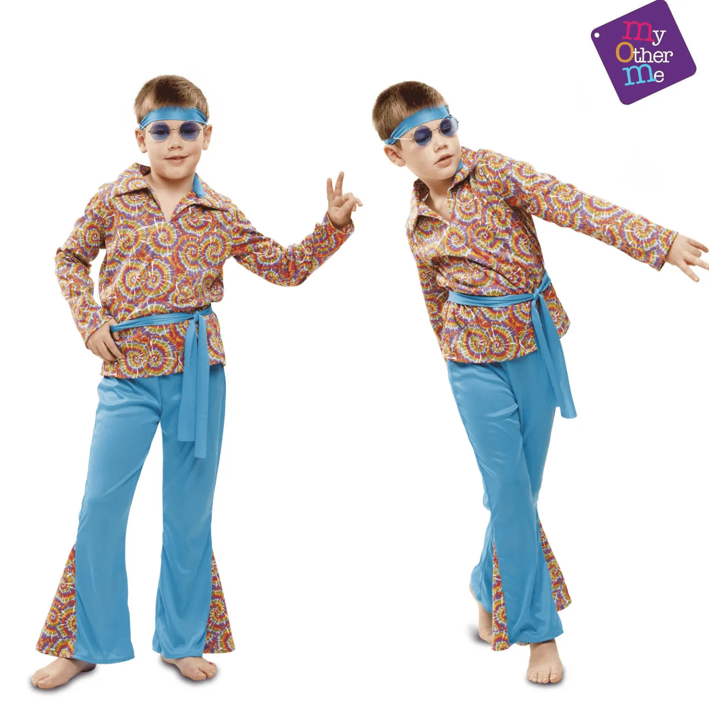 Disfraz de Psychedelic hippie 5-6 años infantil