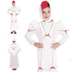 Disfraz Madrileña Blanco Lunares Rojos Talla 10/12 Años