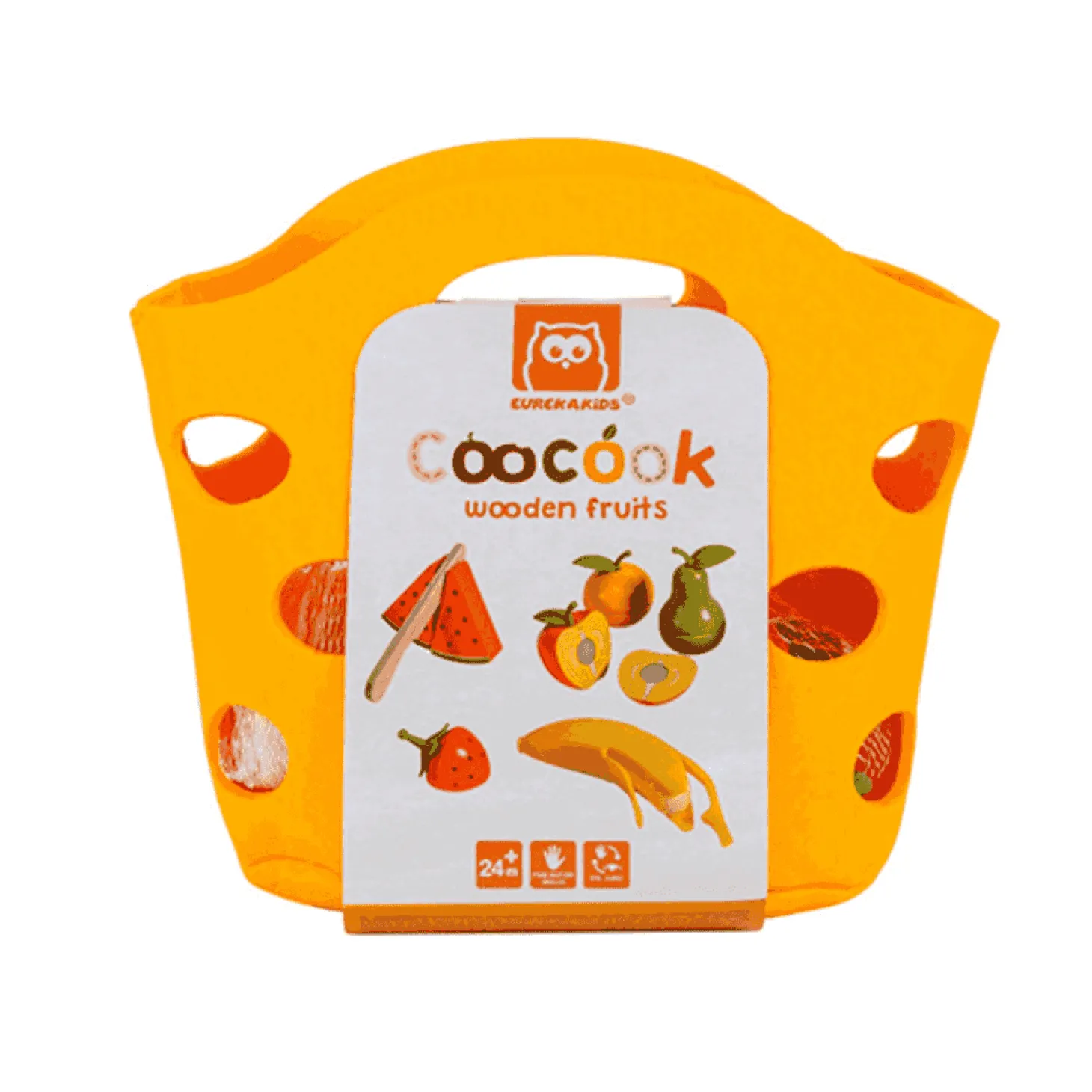 Frutas de madera con cuchillo de juguete – Set de cortar y jugar (Eurekakids)