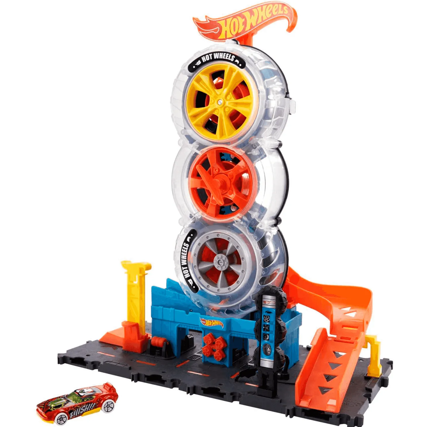 Hot Wheels City Tienda de neumáticos pistas para coches de juguete 4 años