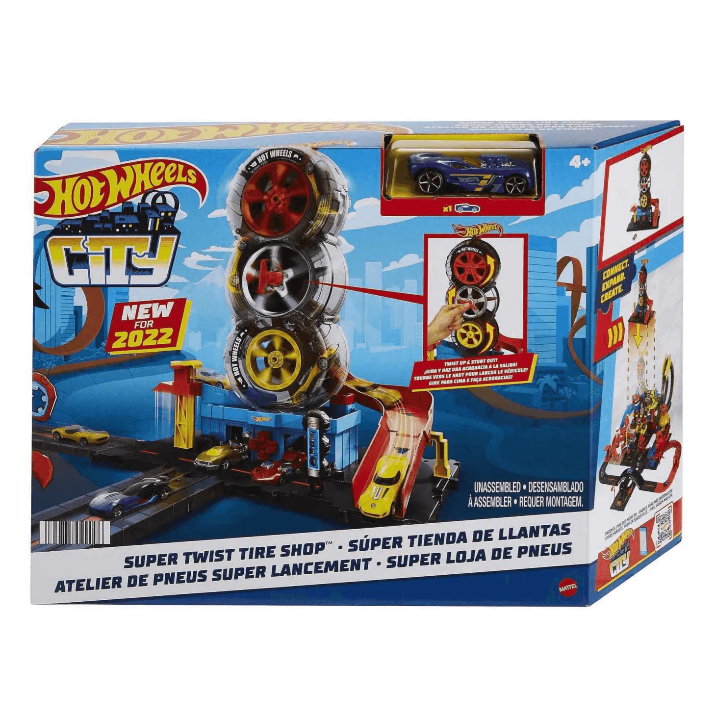 Hot Wheels City Tienda de neumáticos pistas para coches de juguete 4 años