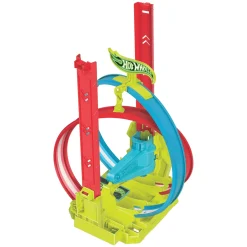 Hot Wheels Neon Speeders Pista de acrobacias láser Conjunto de pista con 1 coche Hot Wheels y una