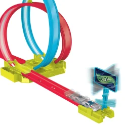 Hot Wheels Neon Speeders Pista de acrobacias láser Conjunto de pista con 1 coche Hot Wheels y una