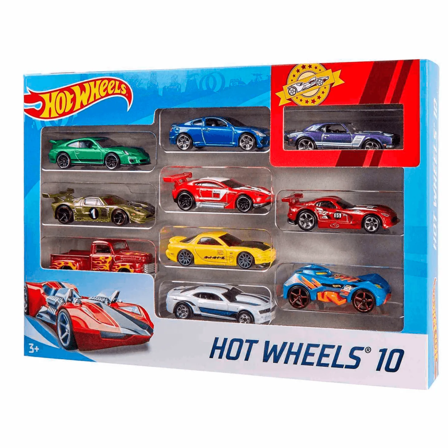 Hot Wheels Pack de 10 vehículos coches de juguete modelos surtidos 3 años