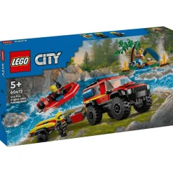 LEGO City Camión de Bomberos 4x4 con Barco de Rescate Juguete 60412