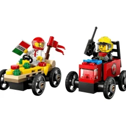 LEGO City Pack de Coches de Carreras: Pizza vs. Camión de Bomberos 60458