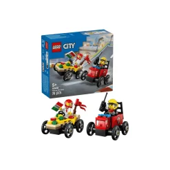 LEGO City Pack de Coches de Carreras: Pizza vs. Camión de Bomberos 60458