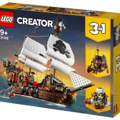 LEGO Creator 3en1 Barco Pirata 31109 – Set de construcción 3 en 1 con barco, taberna y calavera