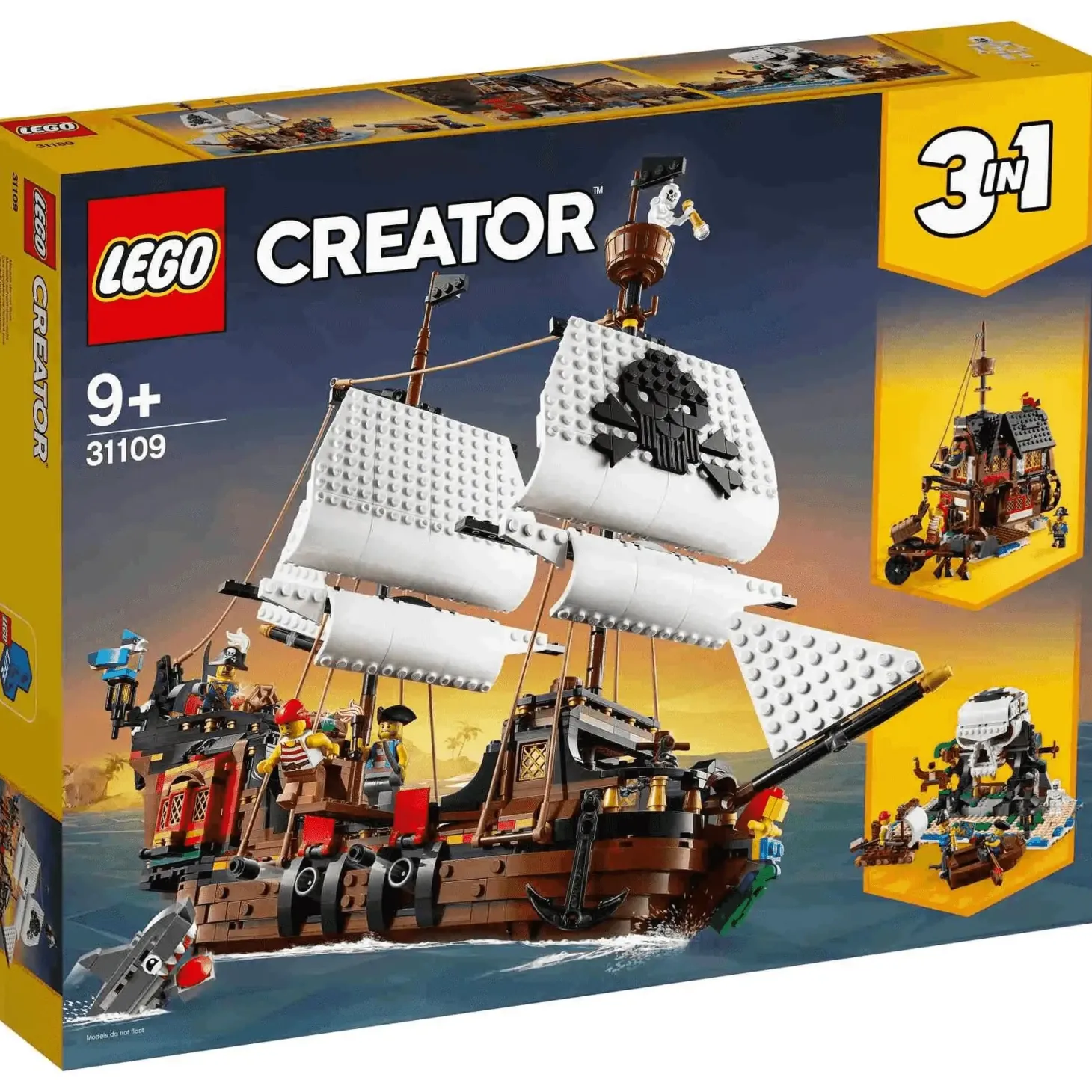 LEGO Creator 3en1 Barco Pirata 31109 – Set de construcción 3 en 1 con barco, taberna y calavera