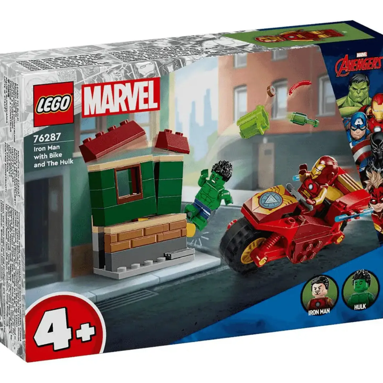 LEGO Marvel Iron Man con Moto y Hulk Juego 76287