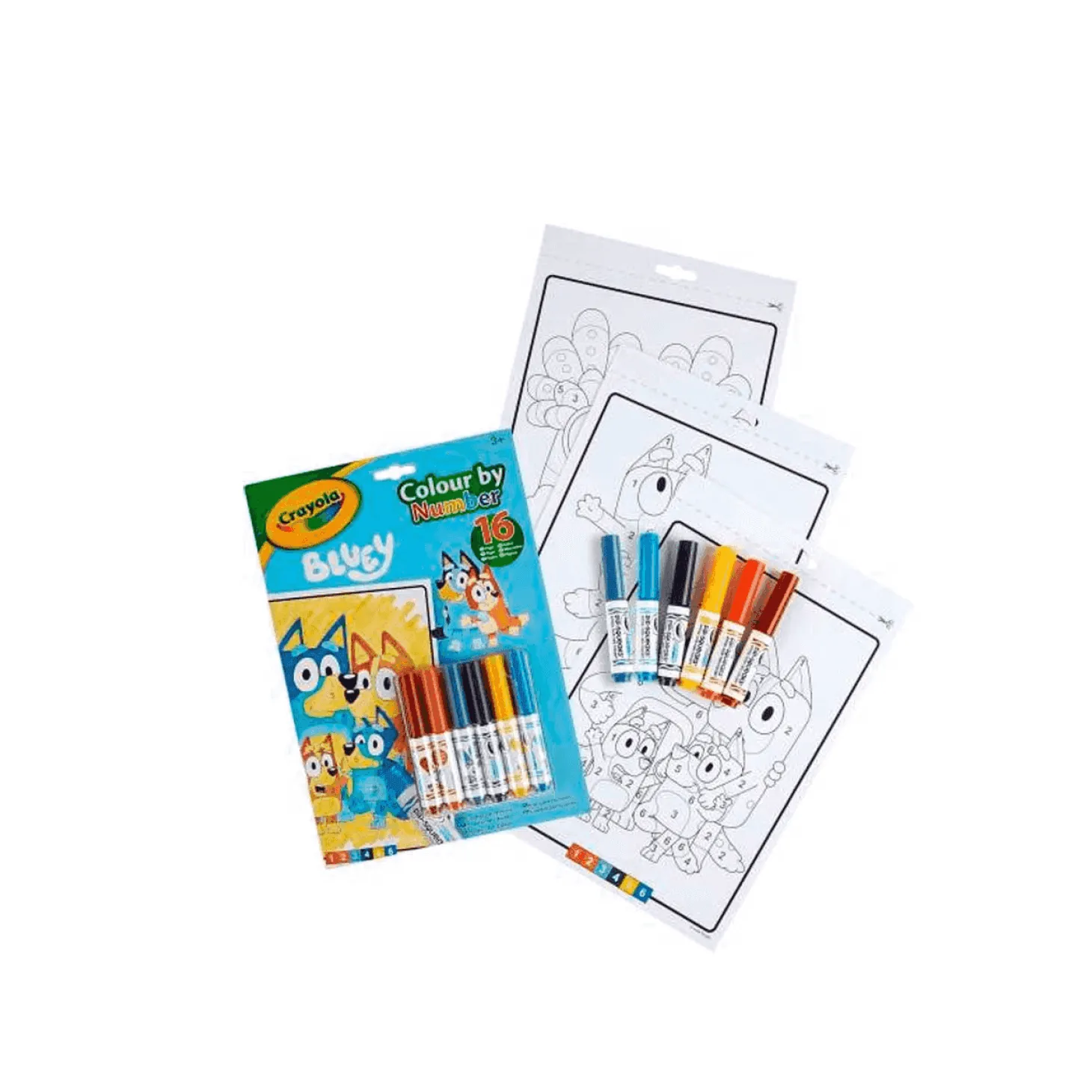 Libro de actividades y colorea los números con Bluey 6 rotuladores