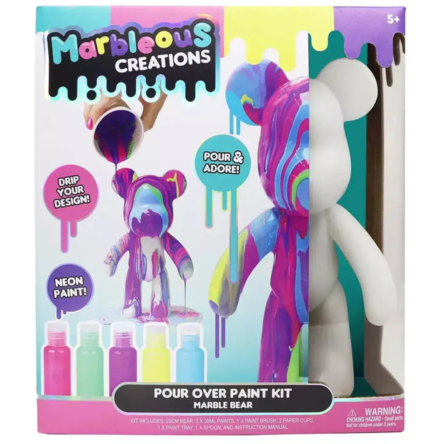 Marbleous Bear Set – Crea tu oso de colores neón