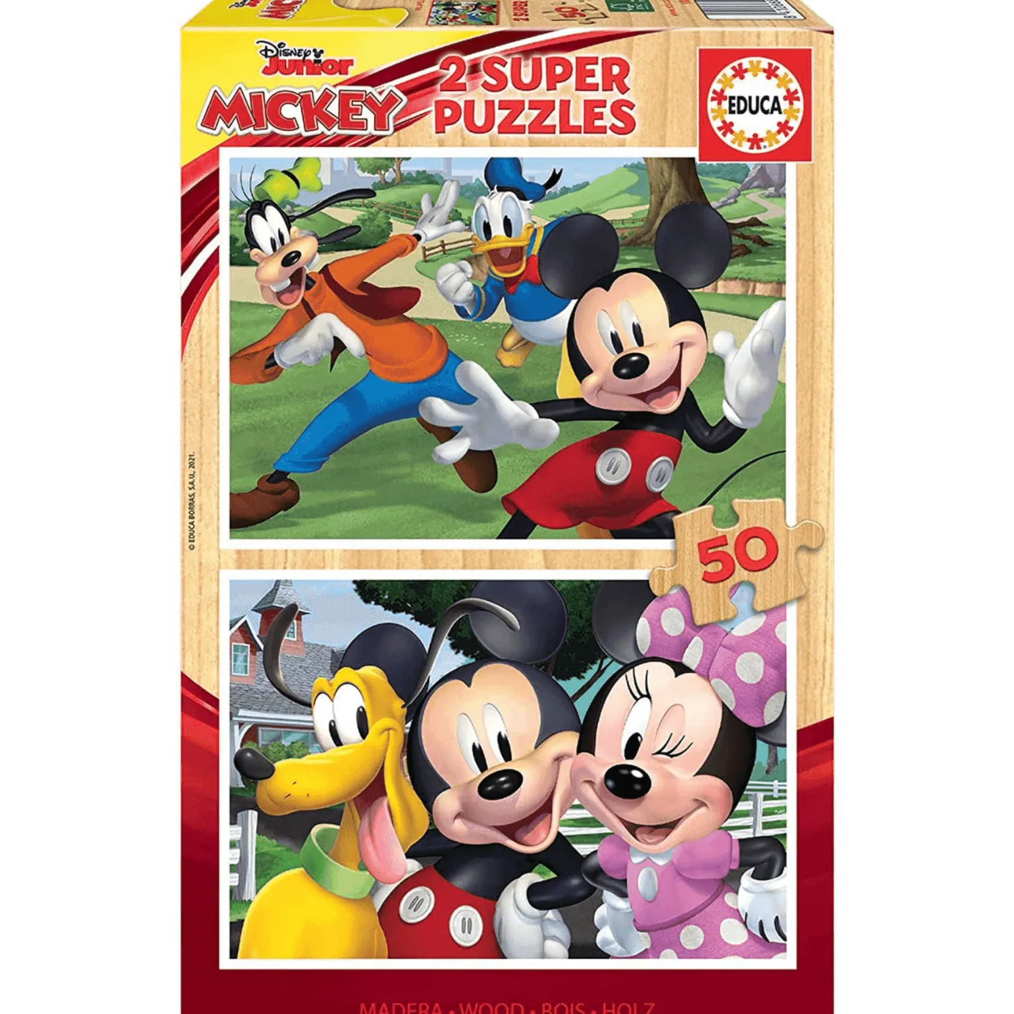 Mickey & Friends Puzzle de Madera Ecológica 2 x 50 Piezas
