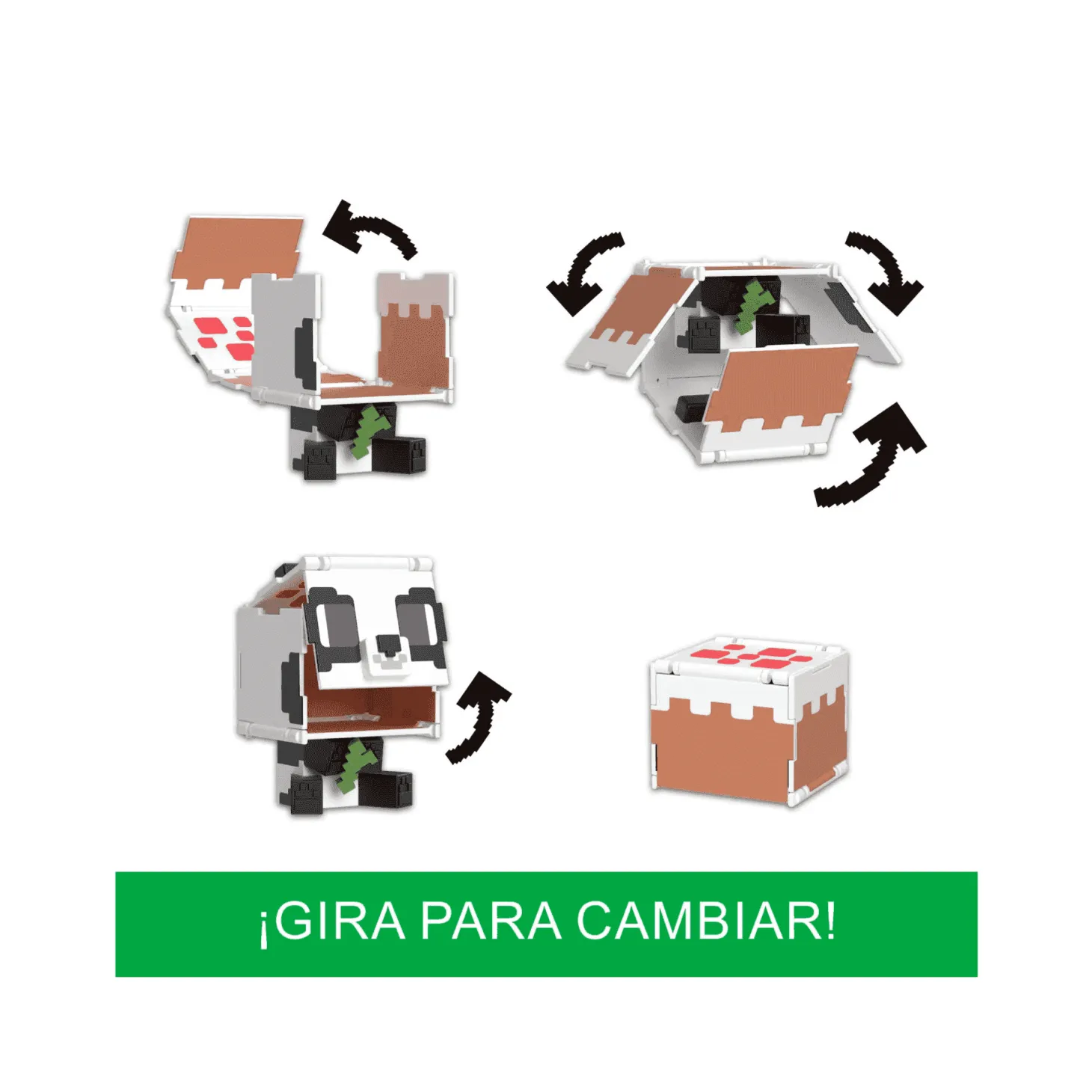Minecraft Figura De Acción 2 En 1 Flippin Figs Panda Y Tarta