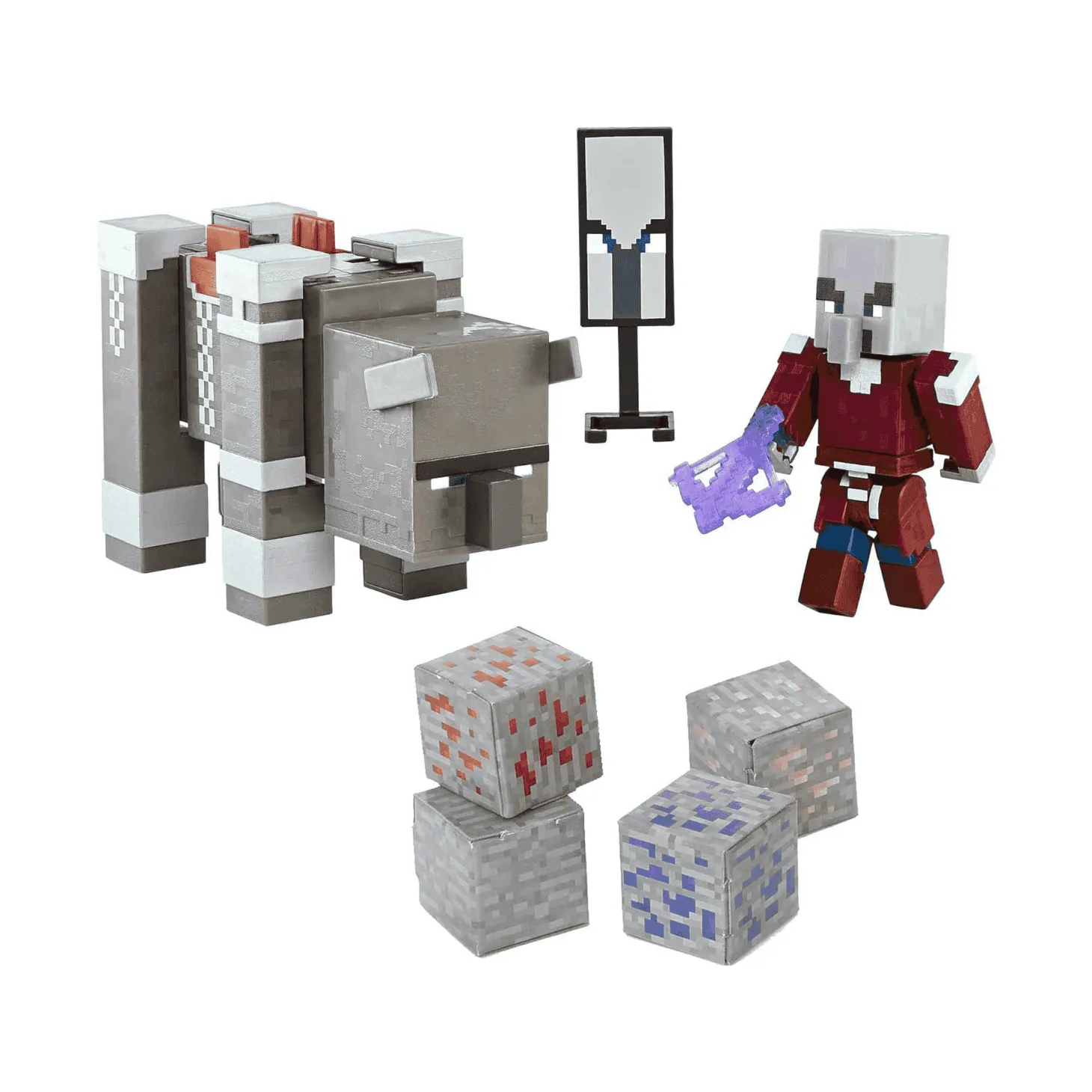 Minecraft Pack 2 Figuras Dungeons Ravager & Raid Captain