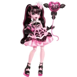Monster High Cumplespantos Draculaura – Muñeca de fiesta con vestido rosa y accesorios
