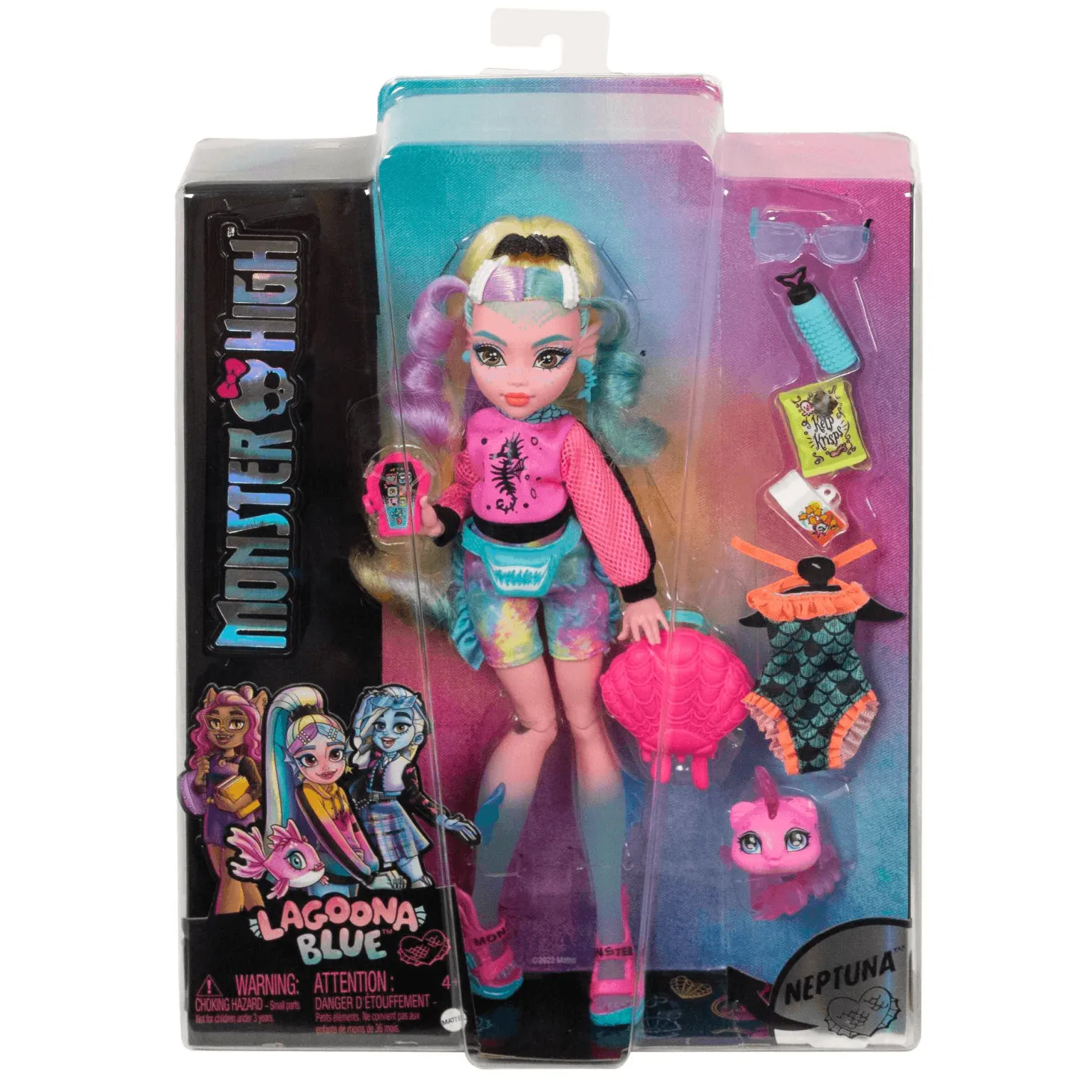 Monster High Lagoona Blue Muñeca articulada con mascota y accesorios de moda