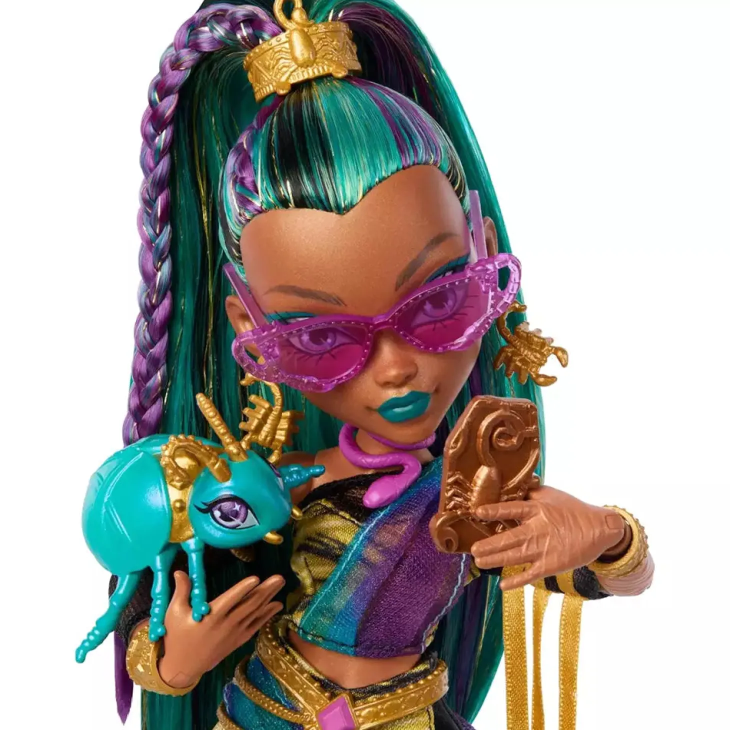 Monster High Nefera De Nile – Muñeca con mascota Lavish y 7 accesorios