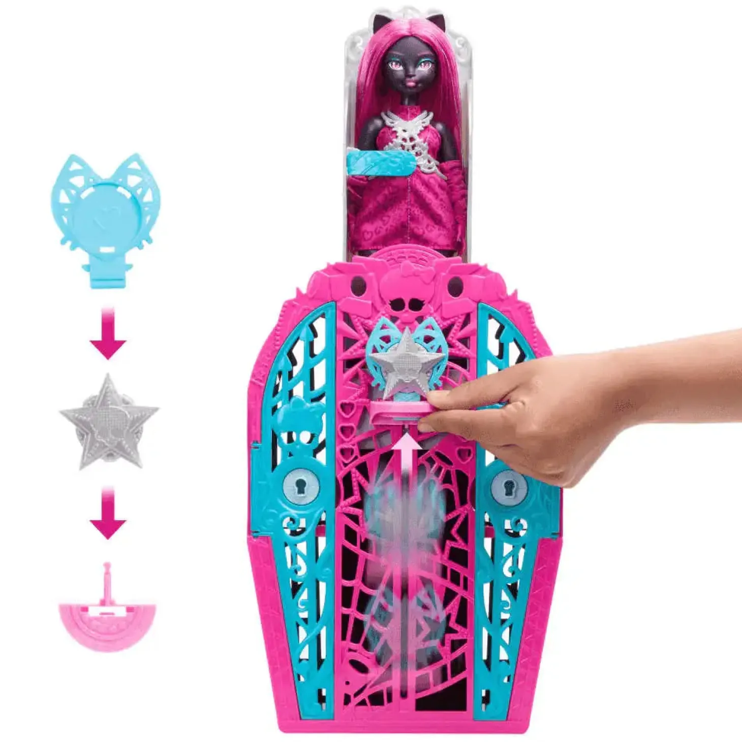 Monster High Skulltimate Secrets Hauntlywood – Catty Noir con armario y 19+ sorpresas
