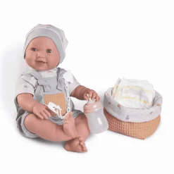 Muñeca Recién Nacida Mia hace pipí con canastilla Antonio Juan