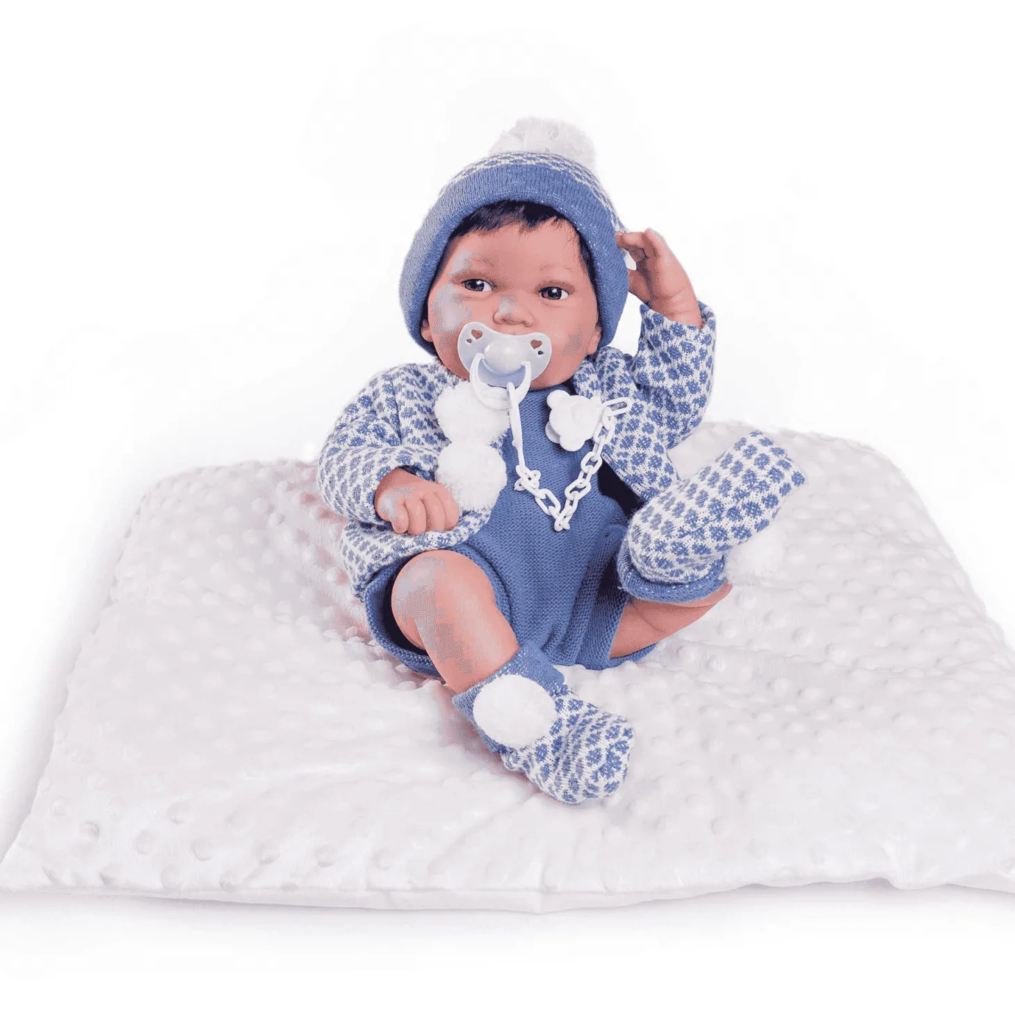 Muñecas Antonio Juan Recién Nacido Pipo con Pompones y Cojín Algodón
