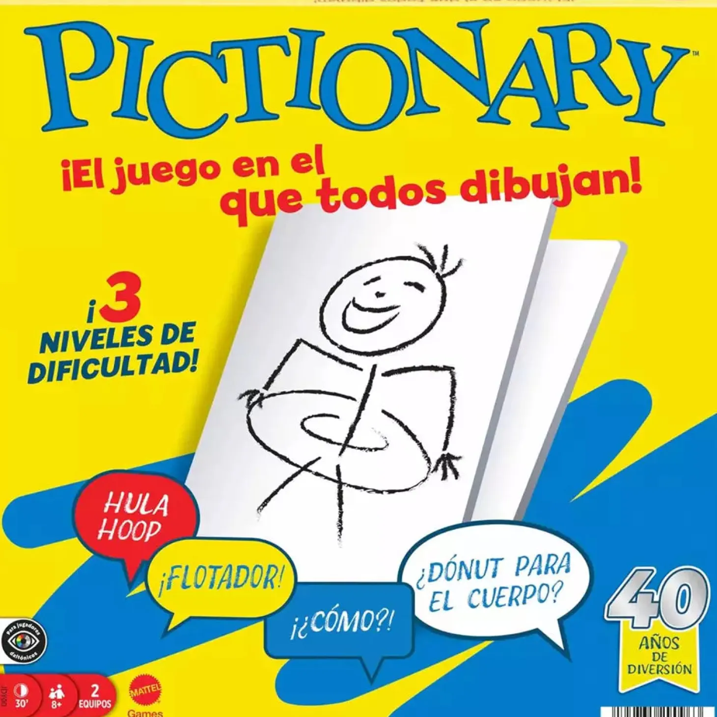 Pictionary – Juego de mesa familiar con pizarras, rotulador y reloj de arena