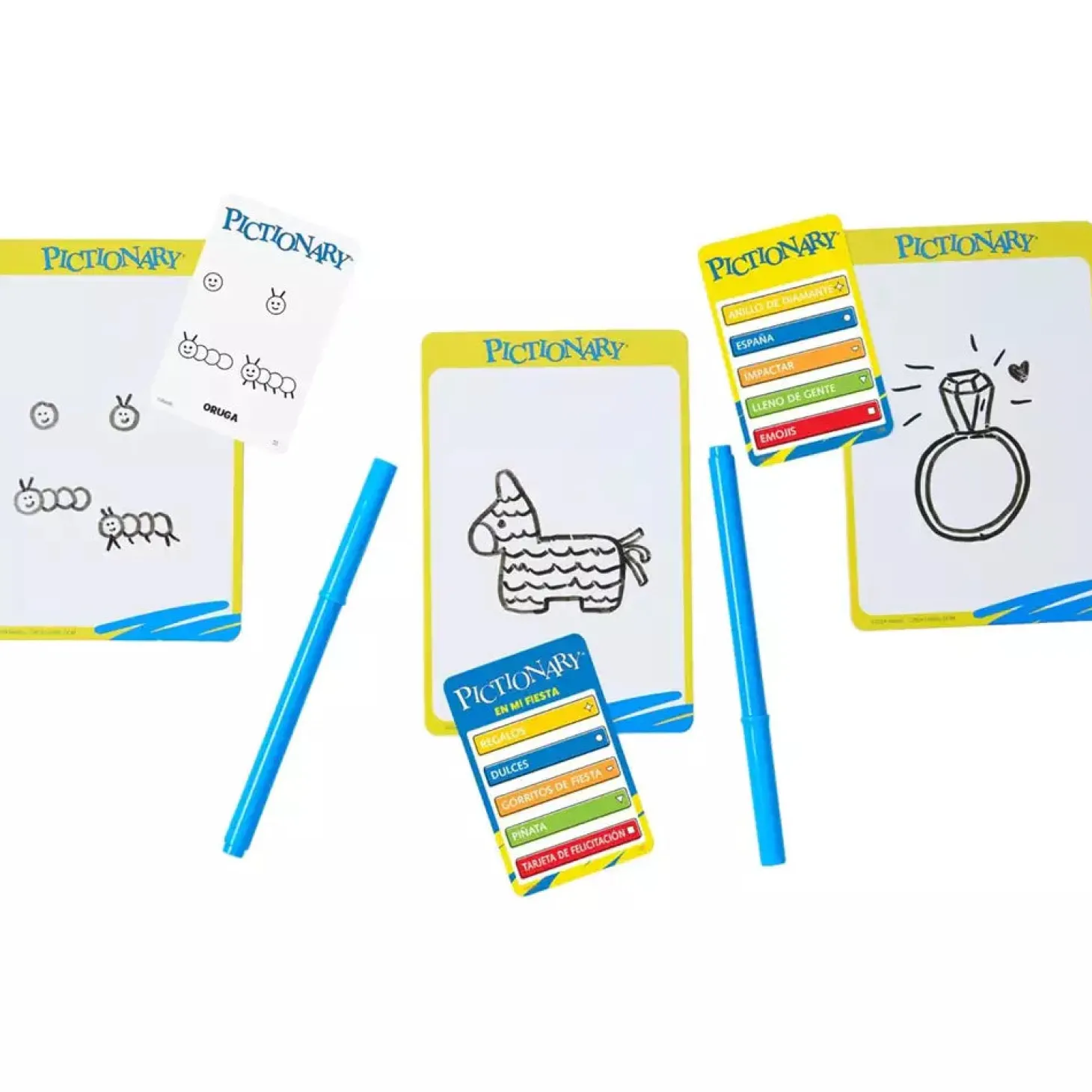 Pictionary – Juego de mesa familiar con pizarras, rotulador y reloj de arena