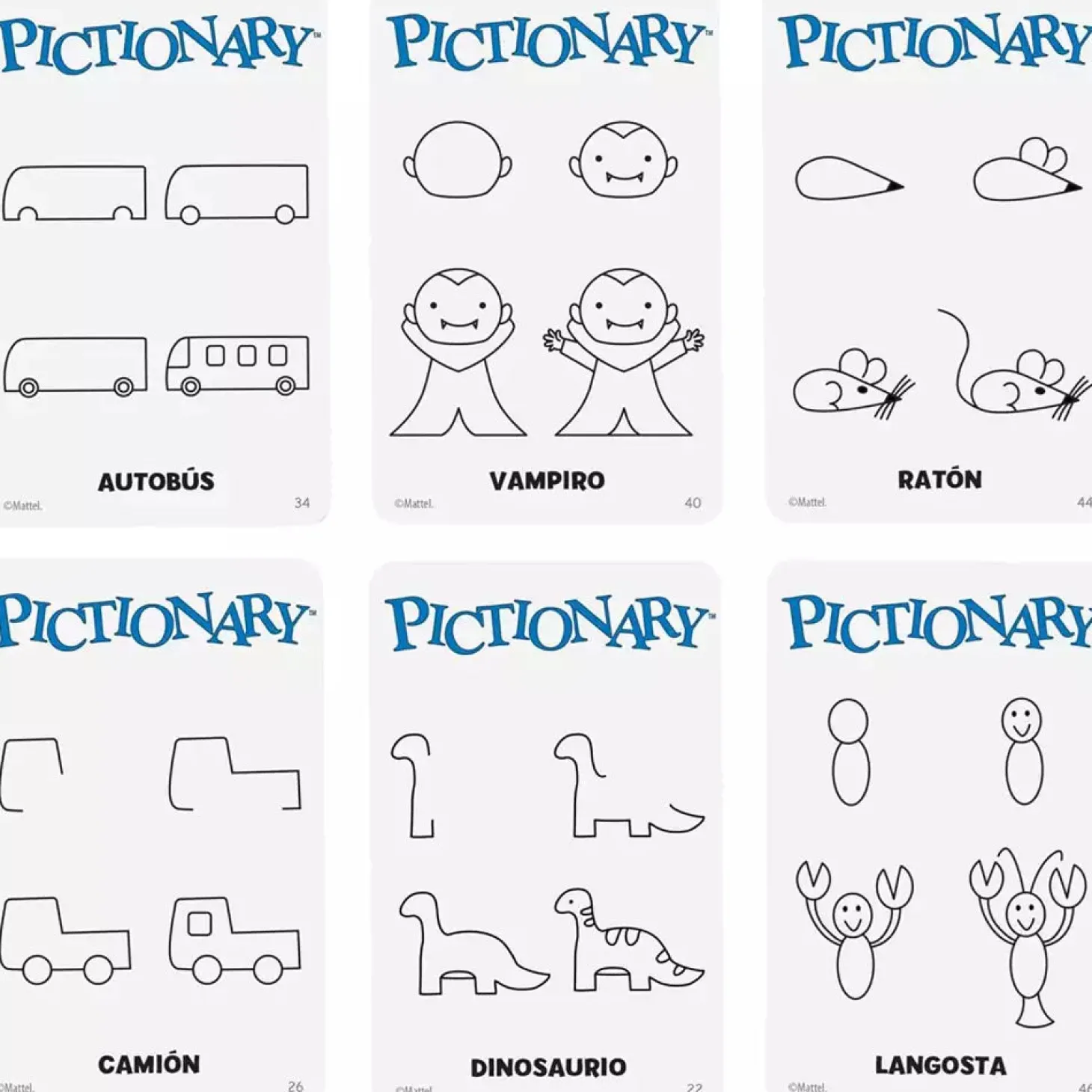 Pictionary – Juego de mesa familiar con pizarras, rotulador y reloj de arena