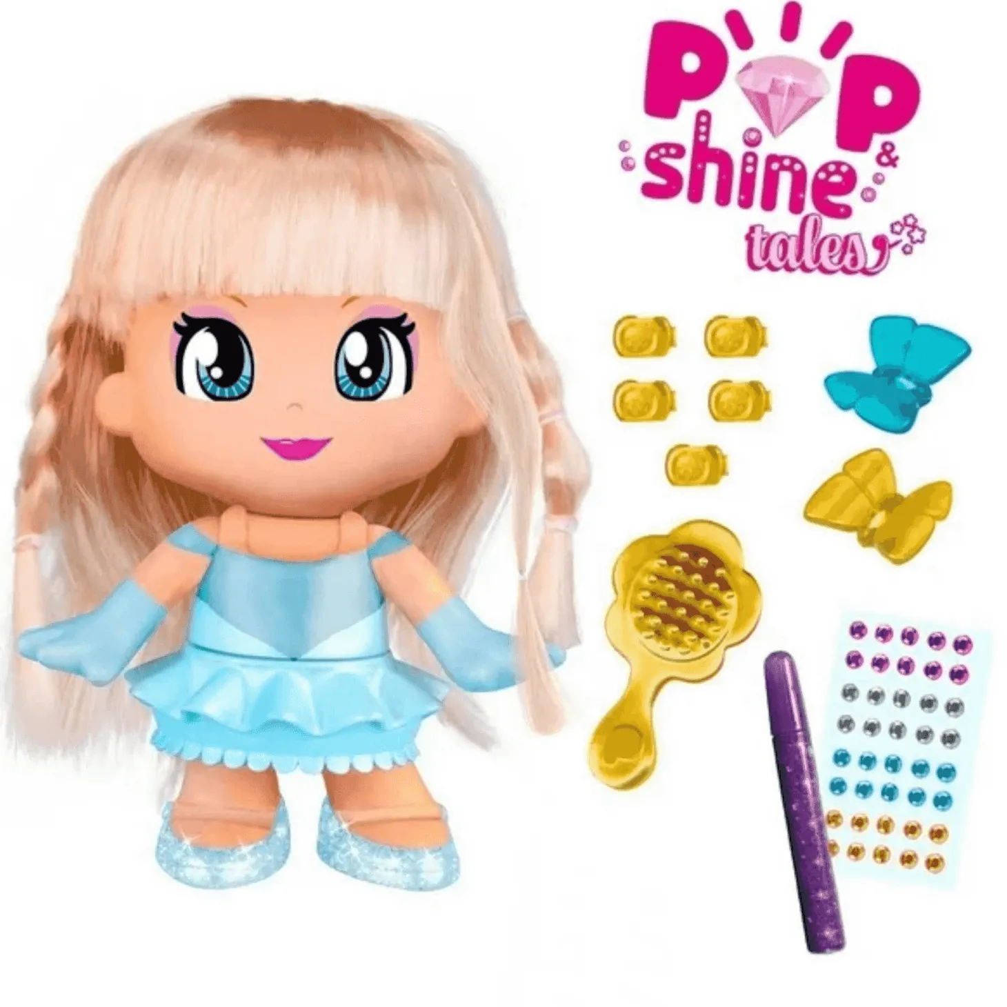 Pinypon Pop & Shine Tales ¡Transforma su Look Brillante!