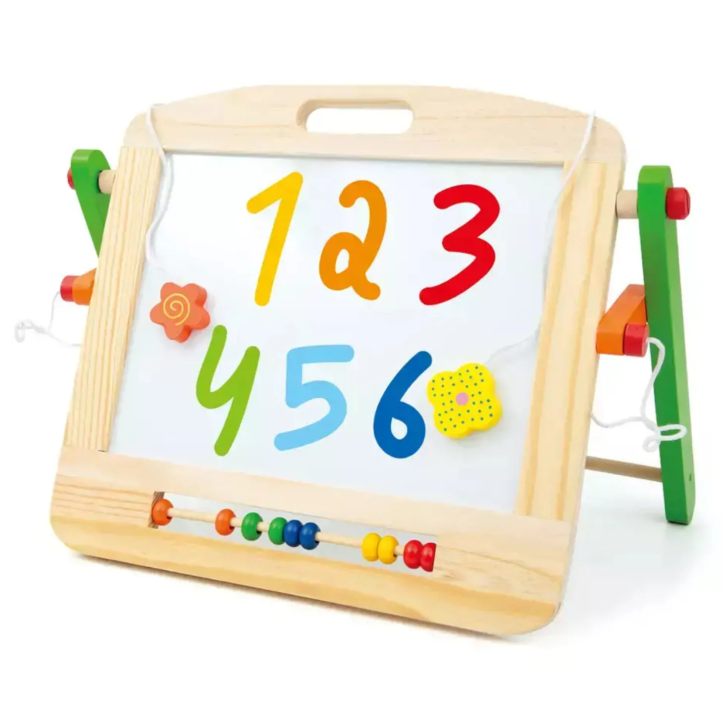 Pizarra de madera 2 en 1 con ábaco de colores