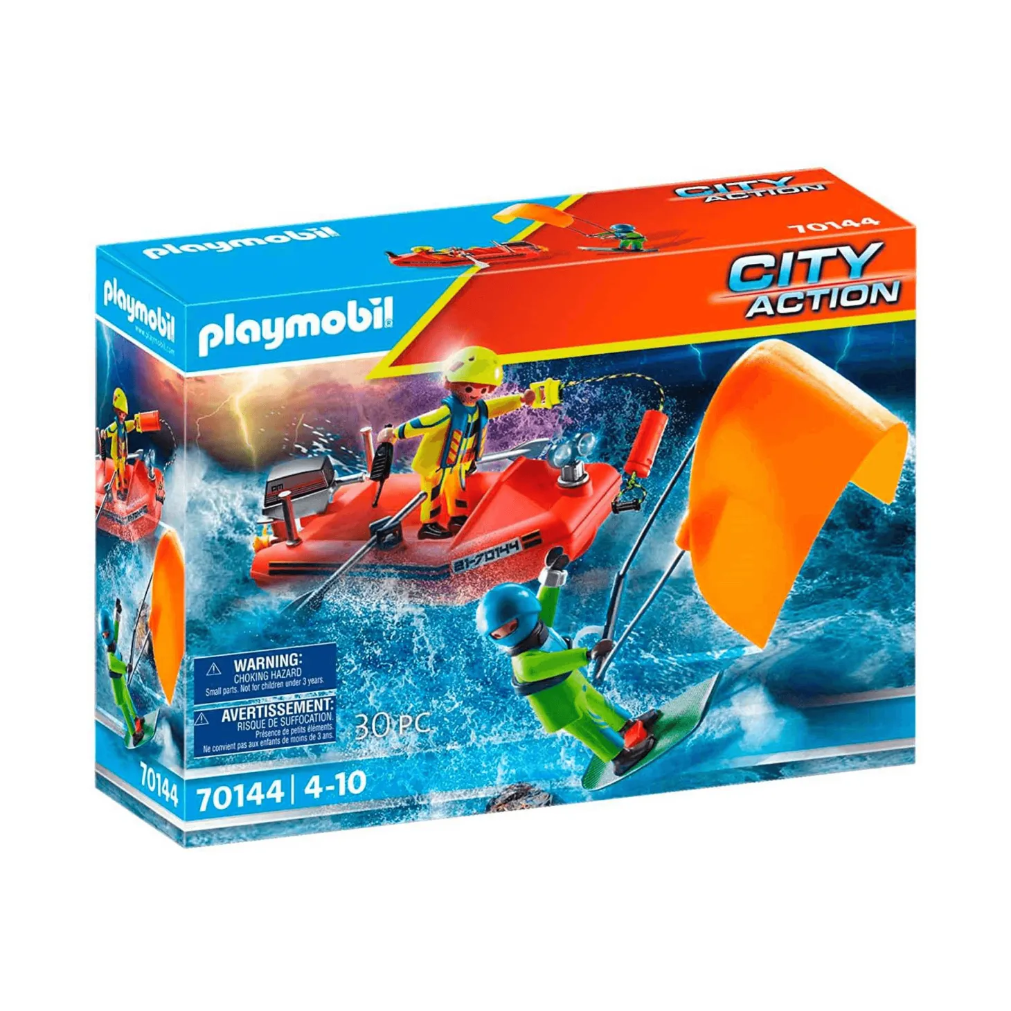 Playmobil City Action Rescate Marítimo Rescate de Kitesurfer con Bote 70144