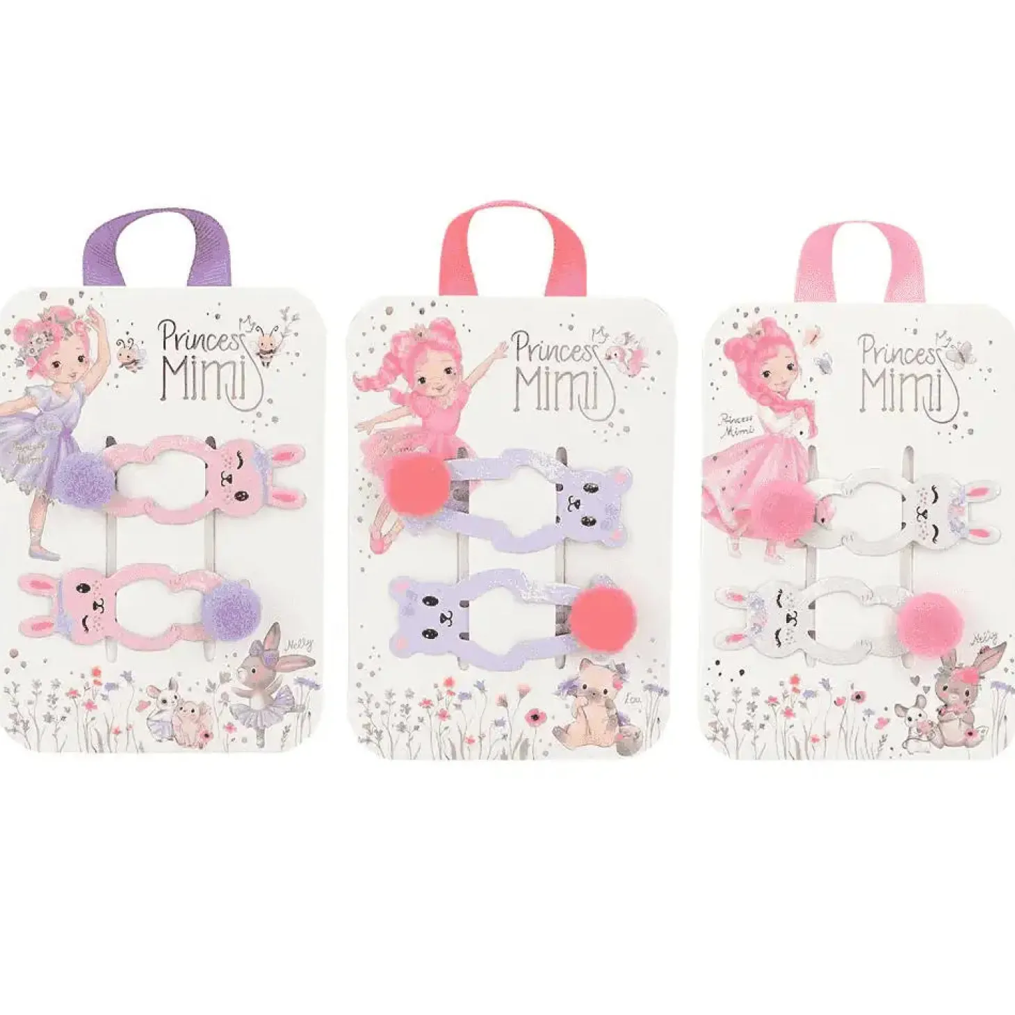 Princess Mimi pinzas para el pelo con pompón